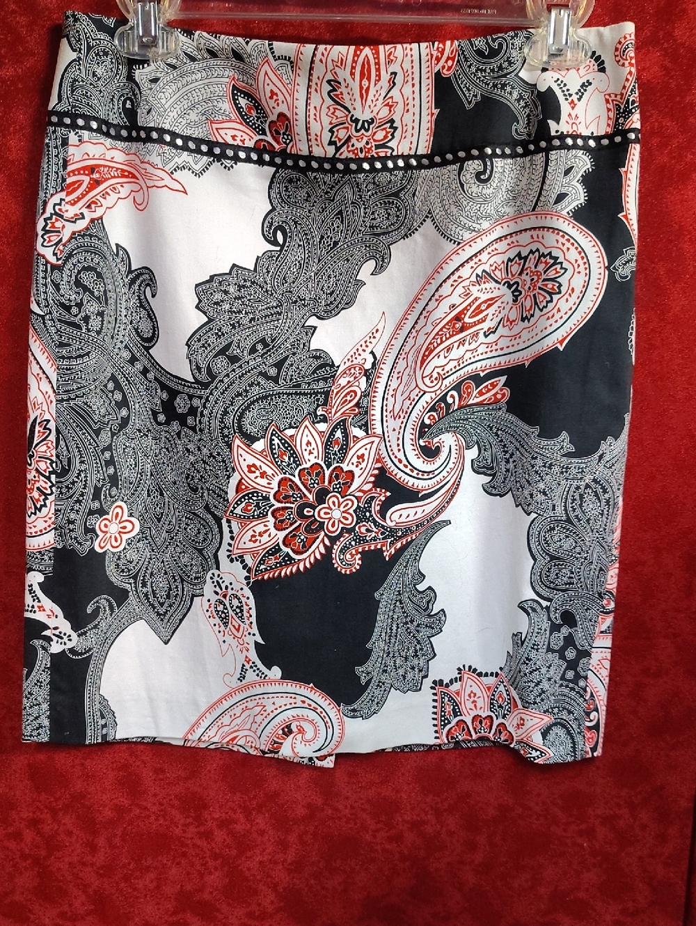 Paisley Print Mini Skirt - Black, White & Red